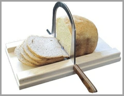 Bread Slicer Elite, Brushed Stainless Steel Guide and Maple Wood Bread Board