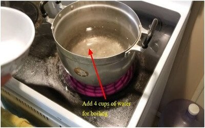 Add 4 cups of water for boiling
